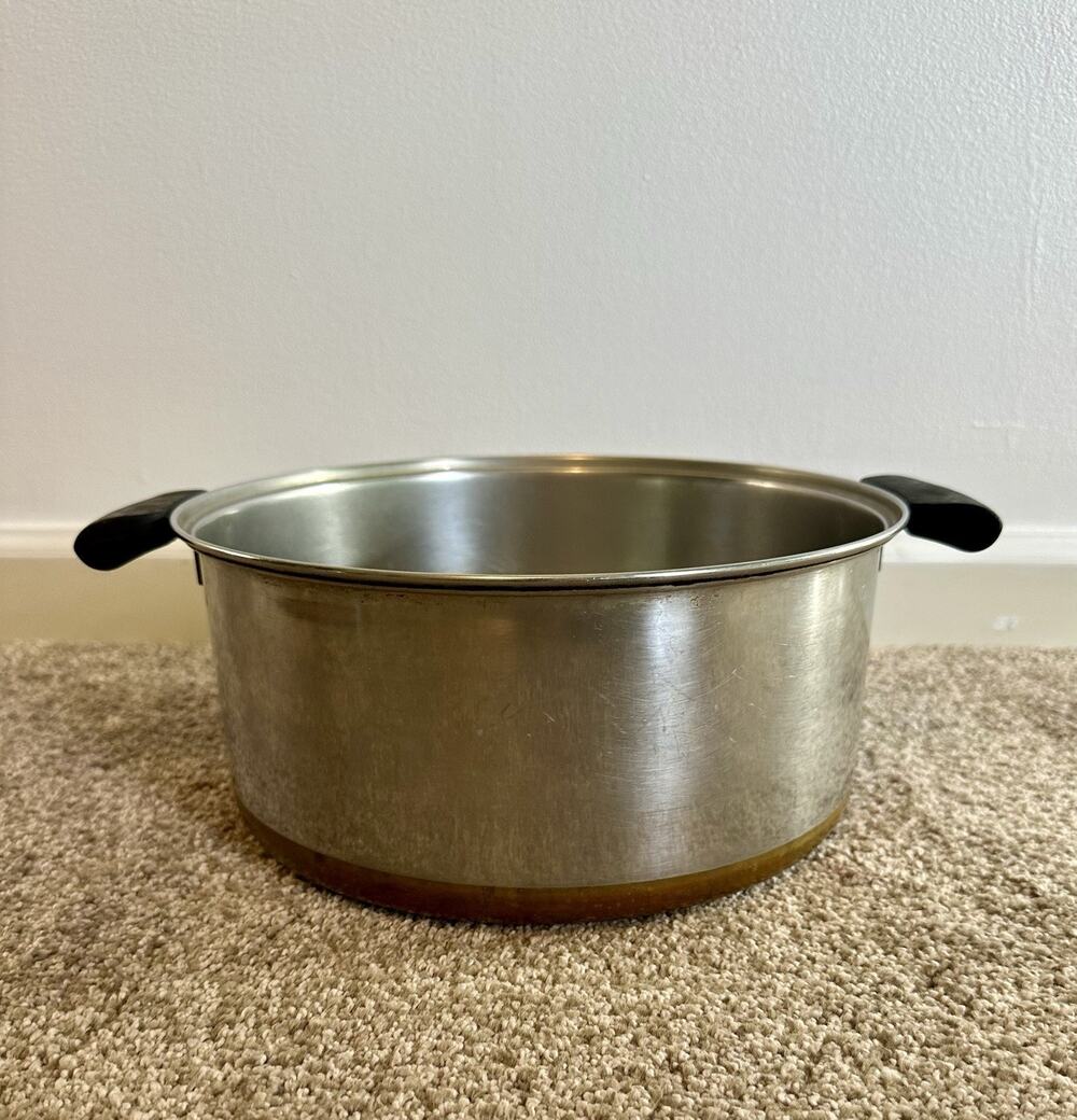 Vintage Revere Ware 10” X 5” Stock Pot Copper Bottom No Lid 6 Quart 6QT